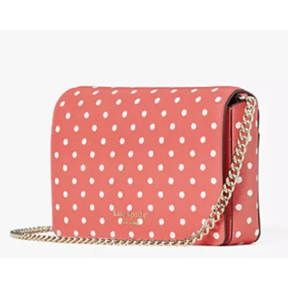 Kate Spade Spencer Dots Chain Wallet Chain Crossbody Clutch Peach Melba Multi - Picture 3 of 8